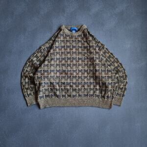 Vintage Y2K Towncraft Acrylic Abstract Knit Grandpa Sweater XL